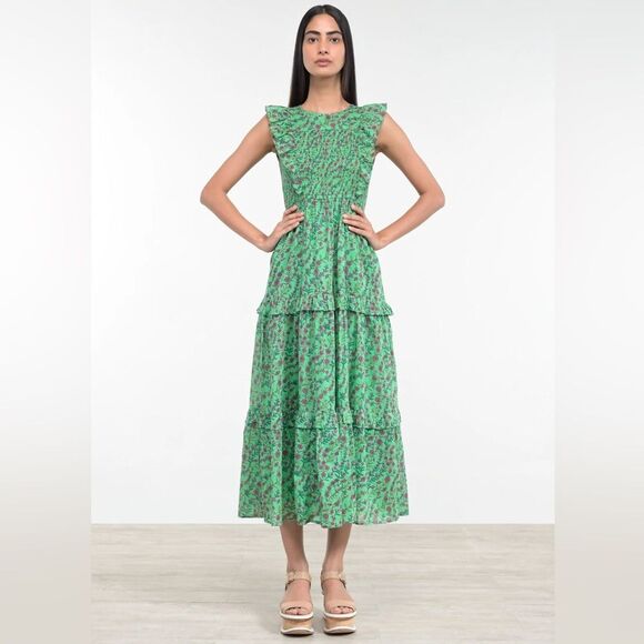 Banjanan Iris Tiered Ruffled Dress, Organic Cotton, NWT, Size L - Picture 7 of 9